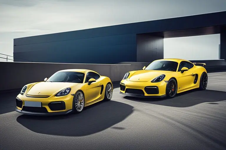 Image comparing the Porsche Cayman GT4 with other similar sports cars