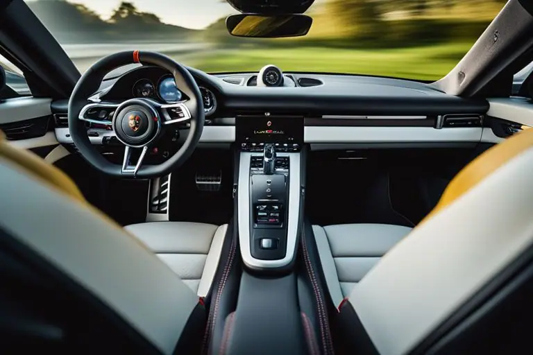 Interior shot of the Porsche 718 Spyder's infotainment system