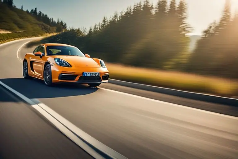 Image of a person driving the Porsche 718 Cayman on a scenic road