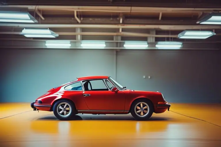 A photo of a person inspecting a used Porsche 911