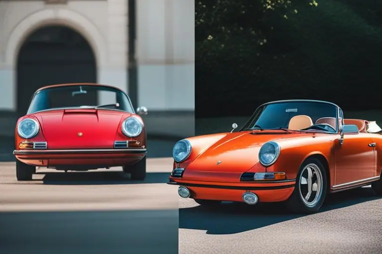 A side-by-side comparison of the exterior design of a classic Targa Porsche and a modern Targa Porsc