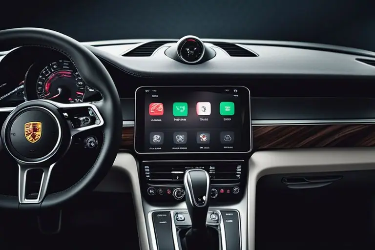 Image of the Porsche Cayman's infotainment system and connectivity features