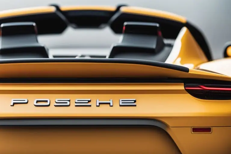 Close-up image of the Porsche 718 Spyder's distinctive rear spoiler