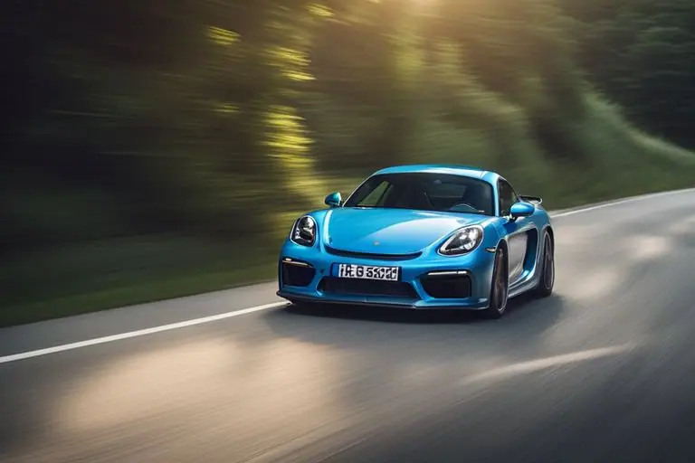 Image of the Porsche Cayman GT4 navigating a winding road