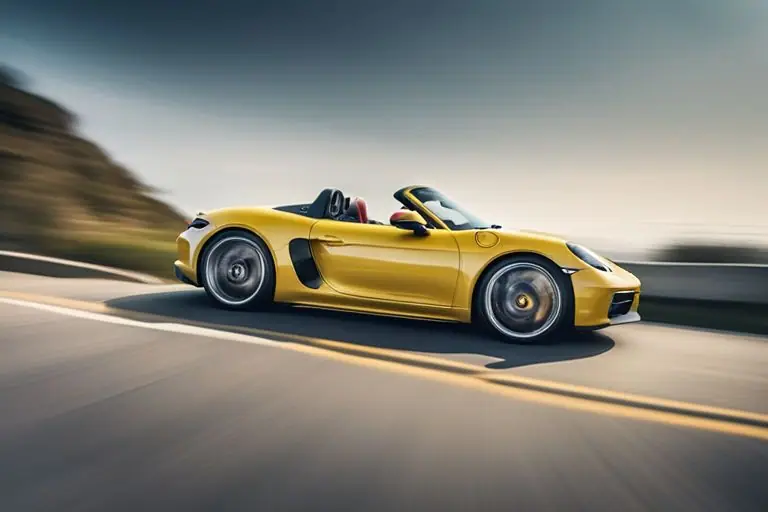 Action shot of the Porsche 718 Spyder on a winding road